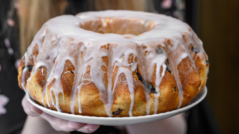 bundt cake with white icing