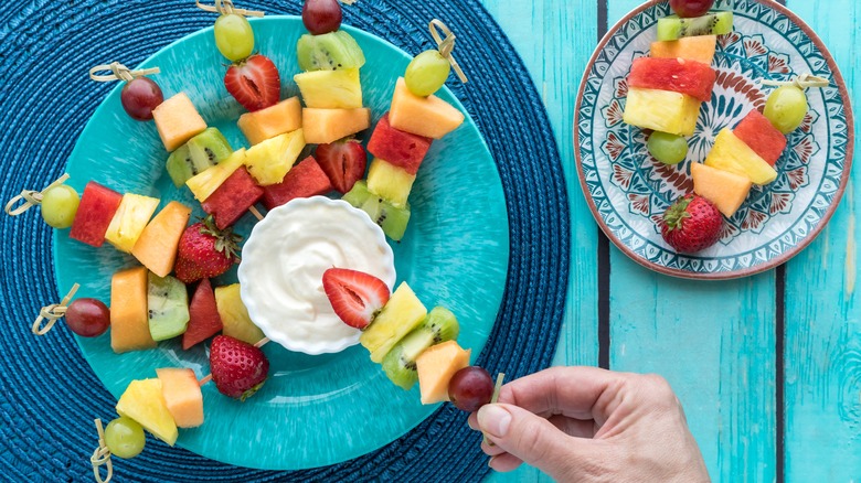 fruit skewers with dip