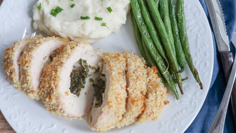 baked chicken kiev with potatoes 