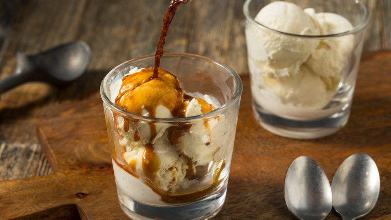 Affogato in glass cups