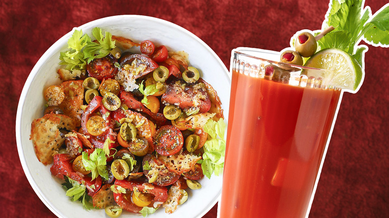 Bloody Mary as drink and salad