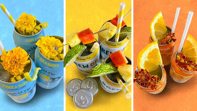 canned sodas with festive cocktail toppings