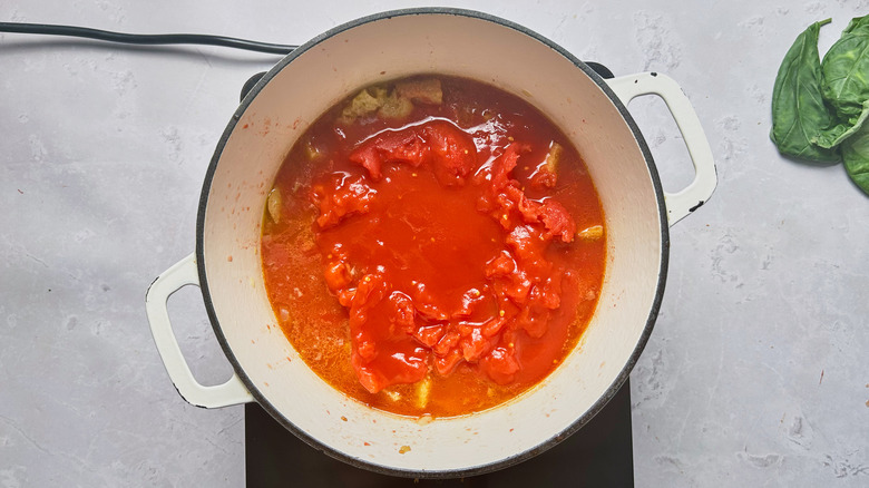 tomato bread soup in pot