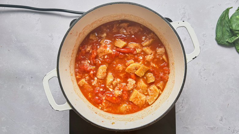 finished soup in pot