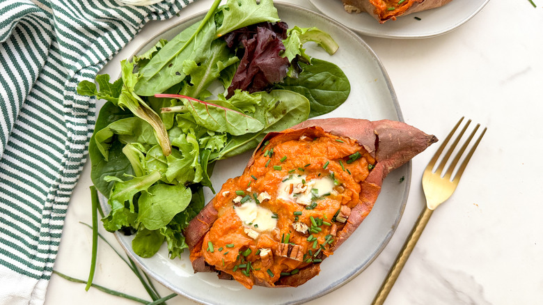 sweet potato with salad