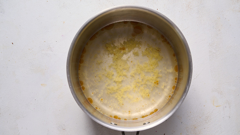 brining liquid in pot