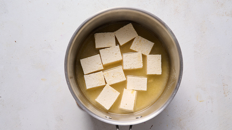 tofu in brine in pot