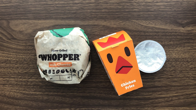 New Game Day Pretzel Whopper and Nacho Chicken Fries wrapped in packaging