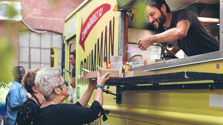 Ordering from yellow food truck