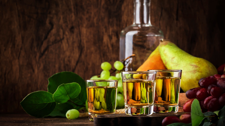 Three shot glasses of rakia