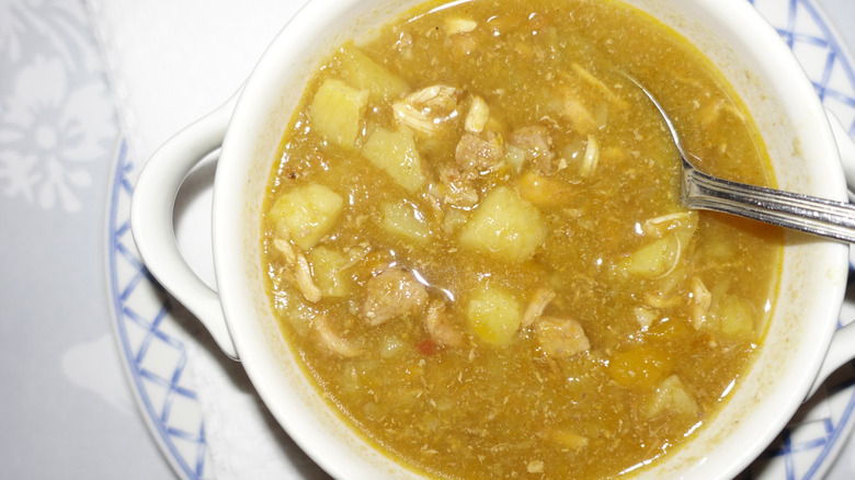 Cuban chicken soup in bowl