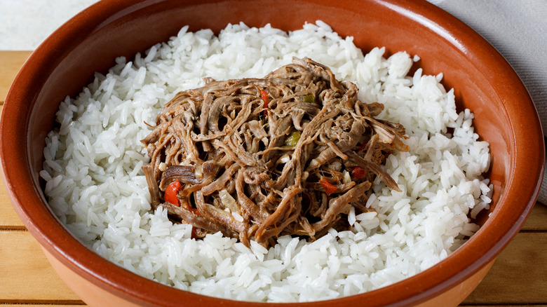 crispy shredded beef and rice