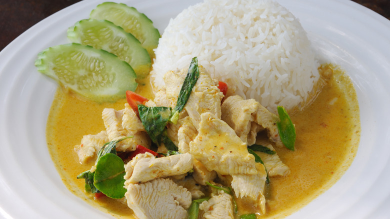 Plate of Thai yellow curry