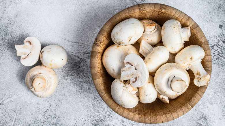 Whole button mushrooms bowl