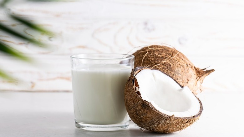 glass of coconut milk