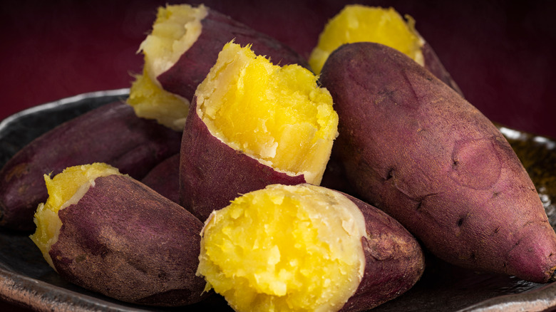 Roasted Japanese sweet potatoes 