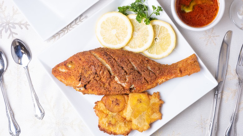 fried snapper with sides