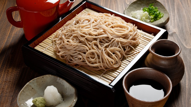 served chilled soba set