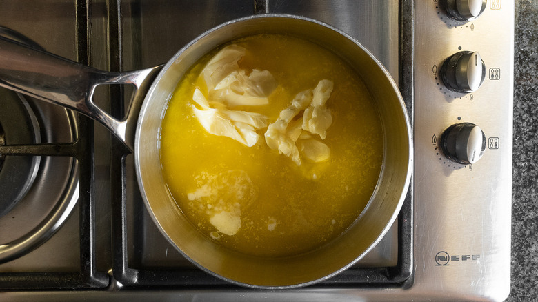 butter melting in saucepan