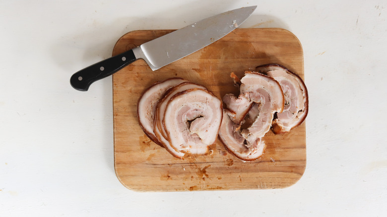 sliced pork belly