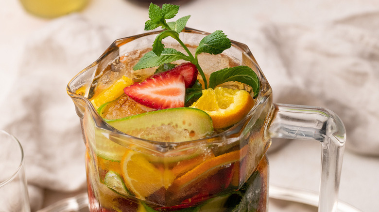 Pimm's cup in pitcher