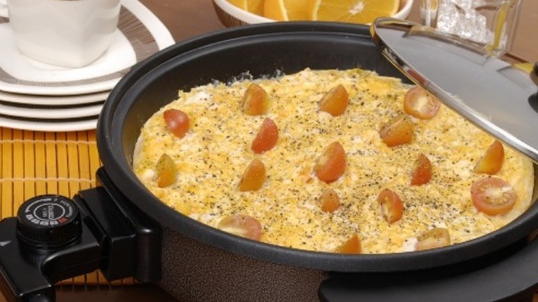 Slow cooker eggs on a set table