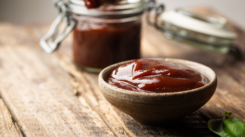 BBQ sauce wooden bowl