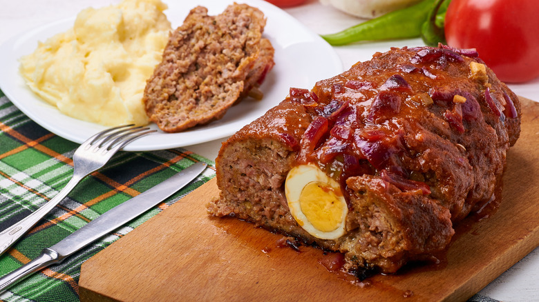 Meatloaf hard-boiled egg