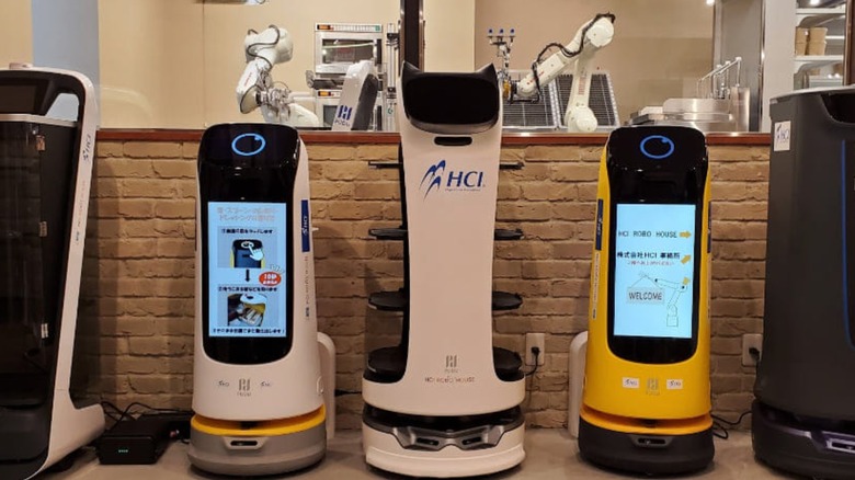 lineup of service robots