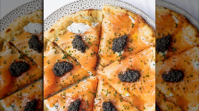 Salmon pizza pie