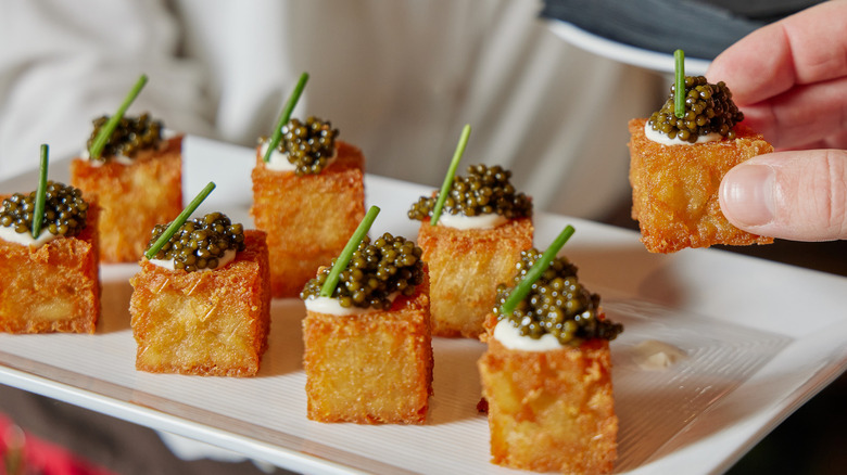 Tater tots with caviar