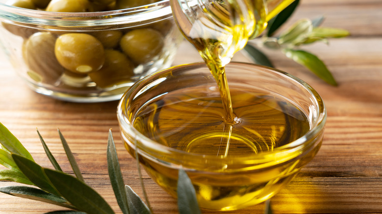 Olive oil being poured