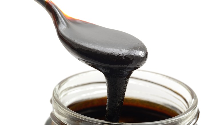 molasses scooped from jar