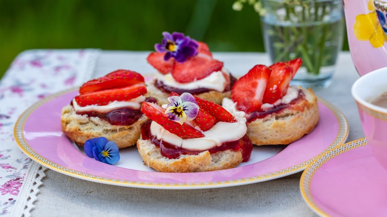 Plate of jam penny sandwiches