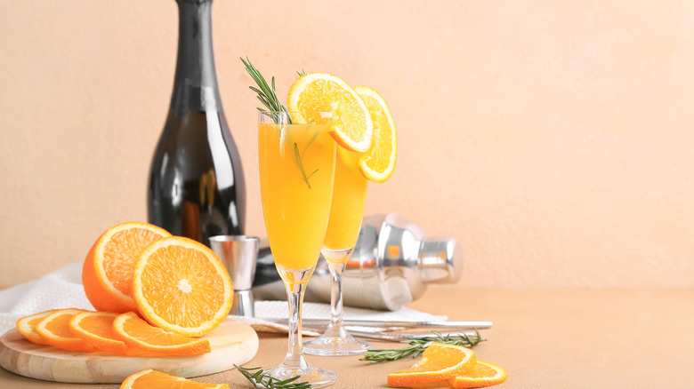 Orangeade glasses with champagne