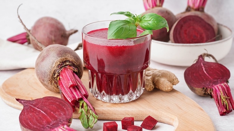 Beets and glass of beet juice