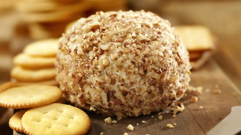 cheese ball with crackers