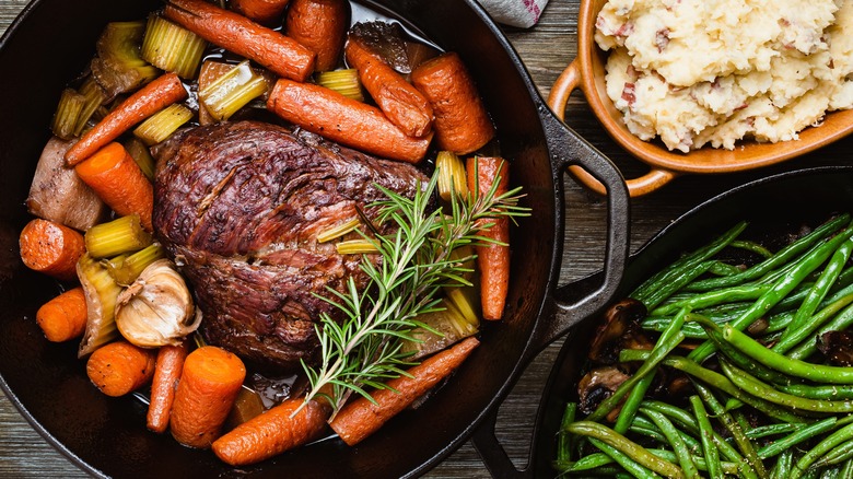 Pot roast with carrots and rosemary