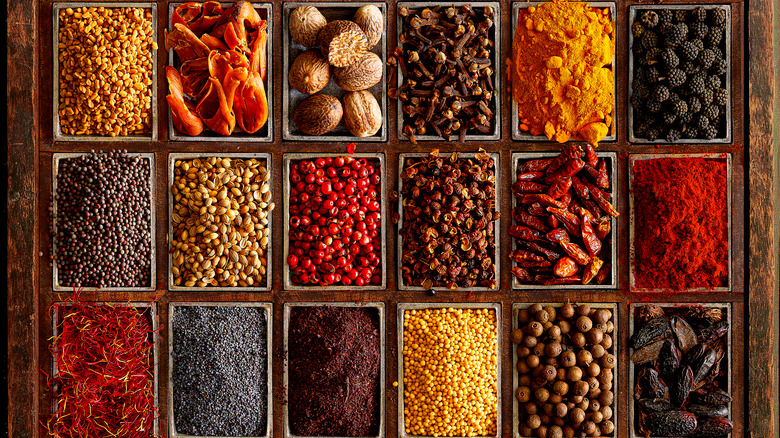 selection of stored spices