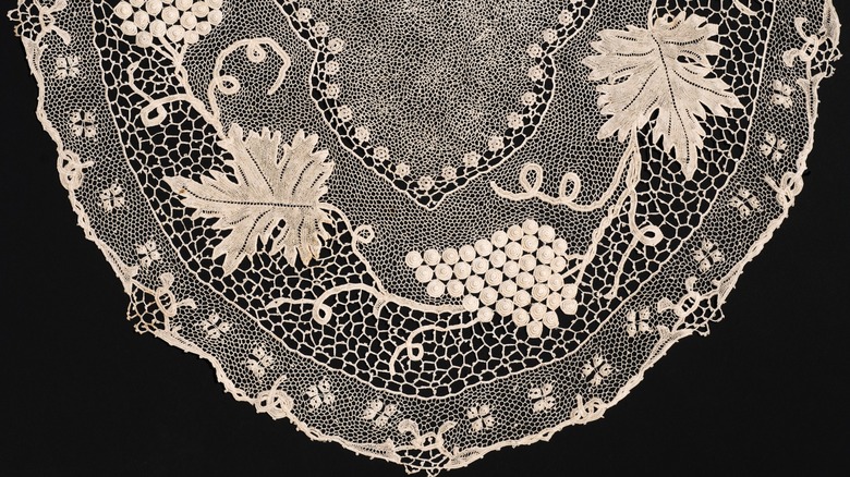 close up of lace doily