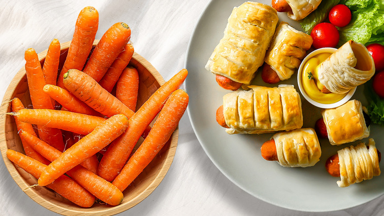 Carrots and pigs in blanket