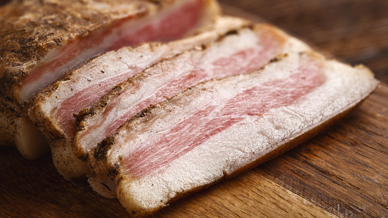 sliced guanciale