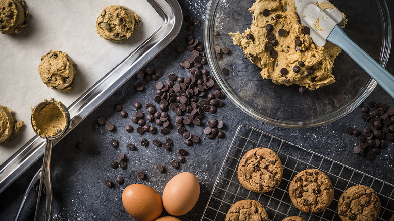 making chocolate chip cookies