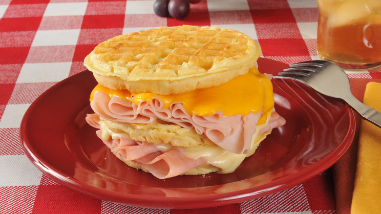 Monte Cristo waffle sandwich