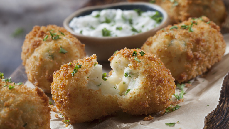 mashed potato croquettes with dip