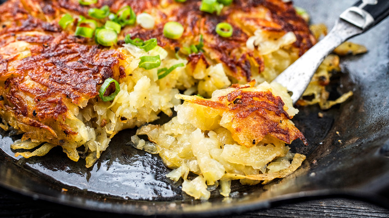 crispy hash browns with green onions