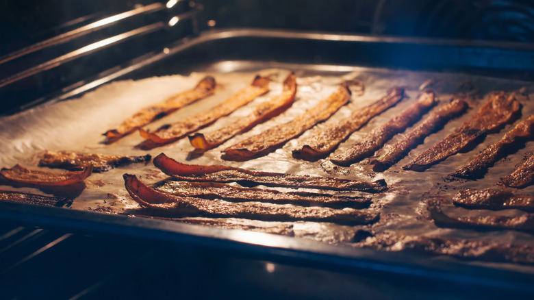 vegan bacon in oven