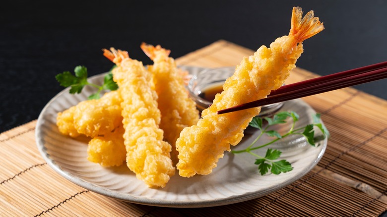 bowl of tempura fried shrimp