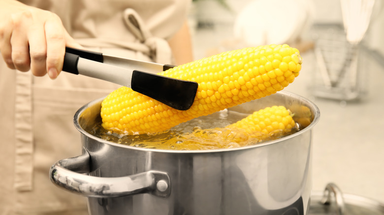 Corn on the cob in pot