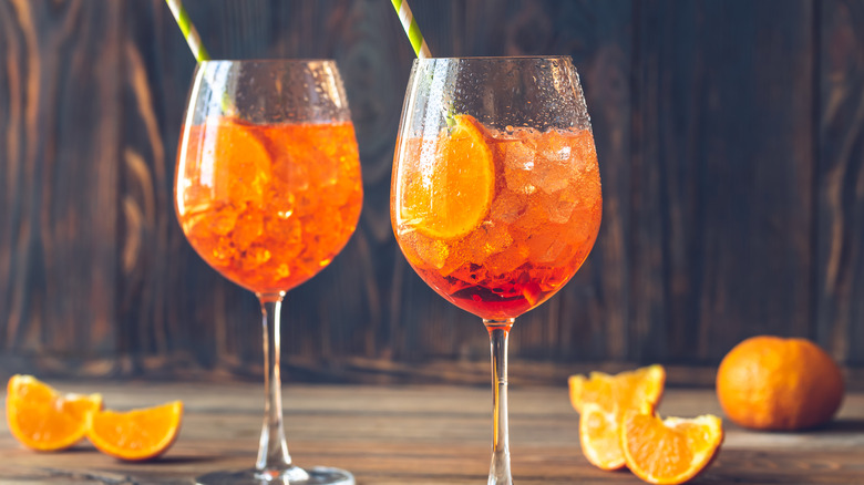 two aperol spritz cocktails